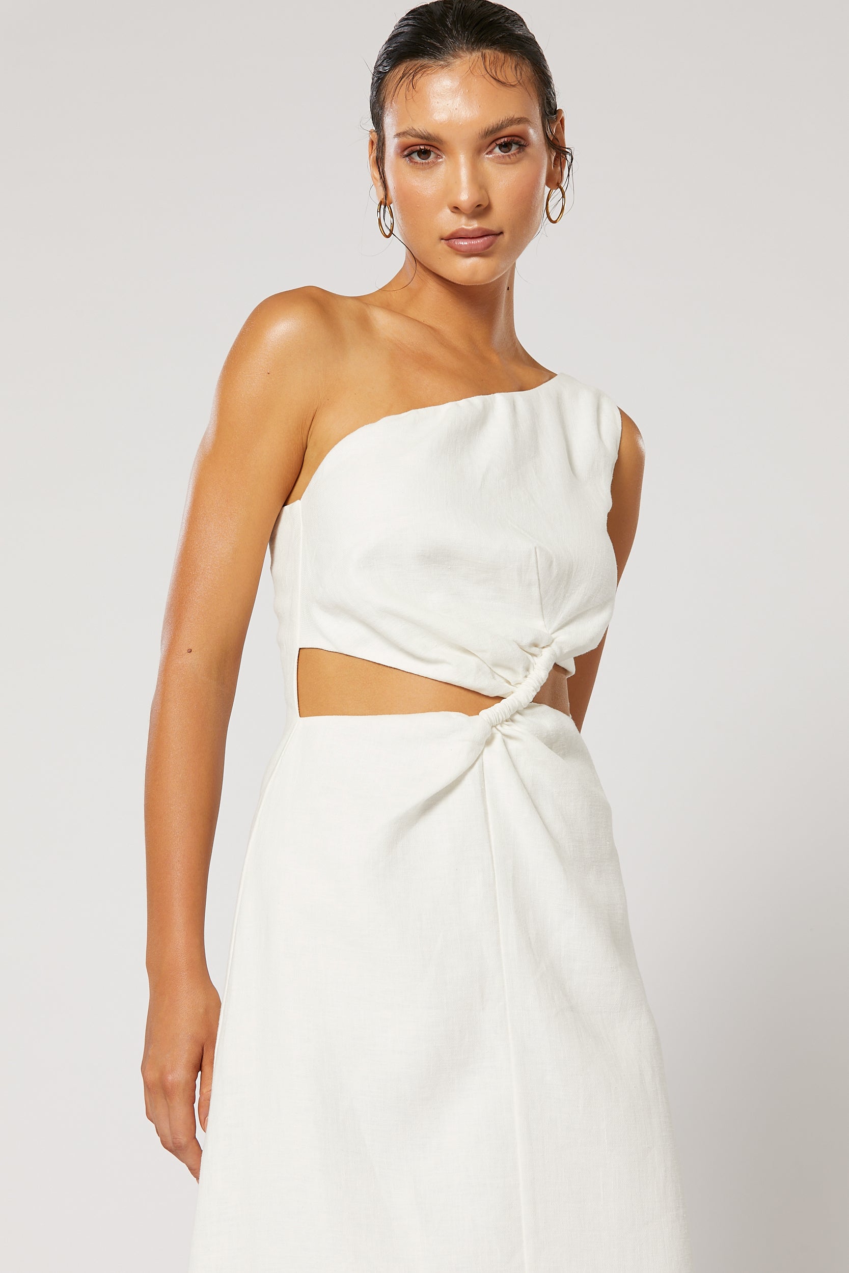 SIESTA GATHERED DRESS WHITE