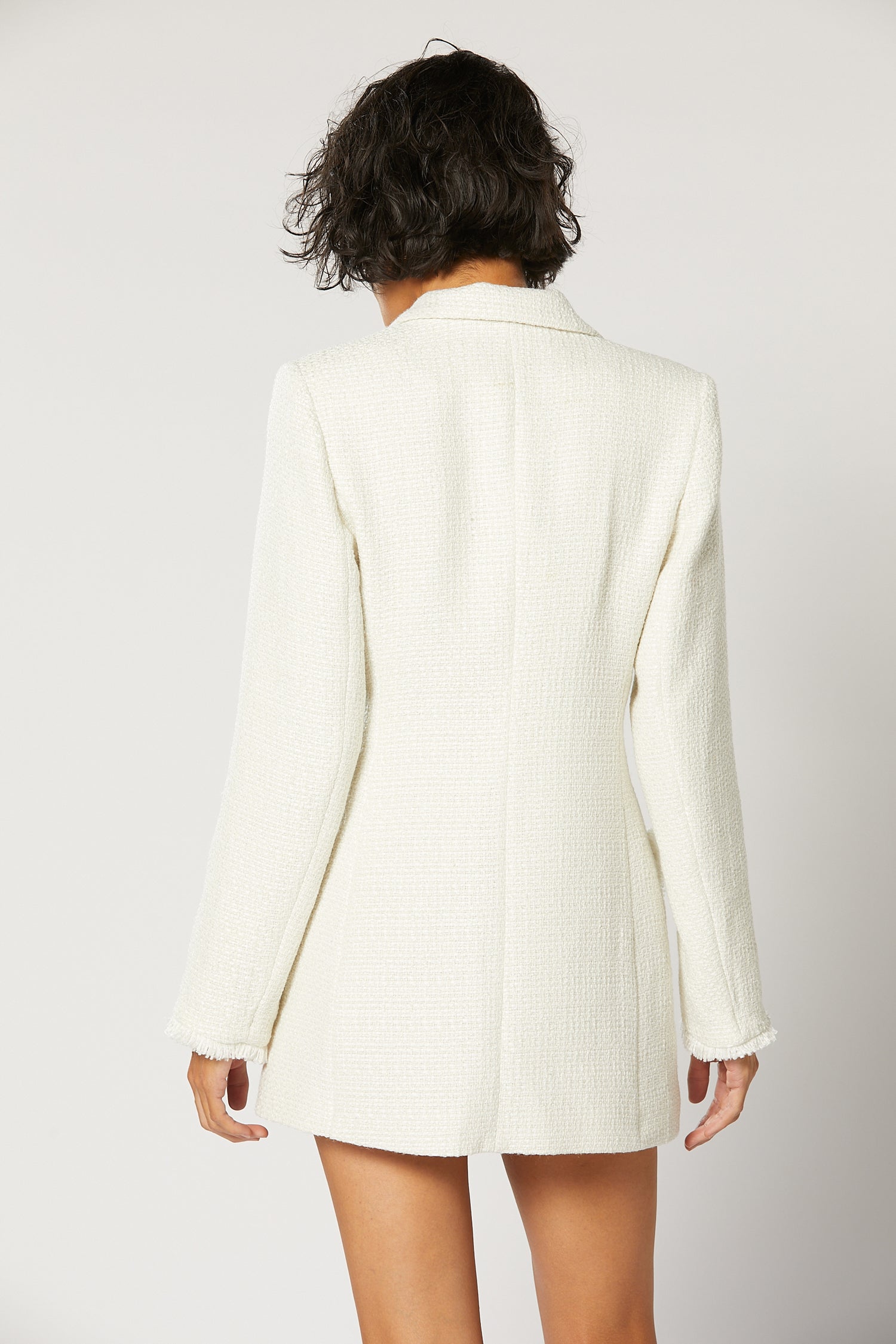 OPHIR TRIMMED BLAZER DRESS WHITE