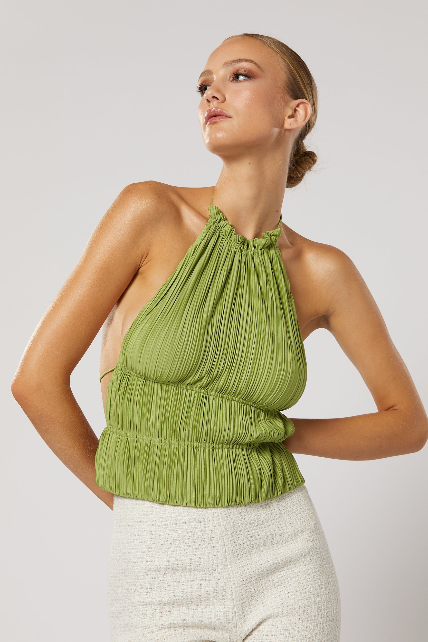 PLISSE TOP GREEN