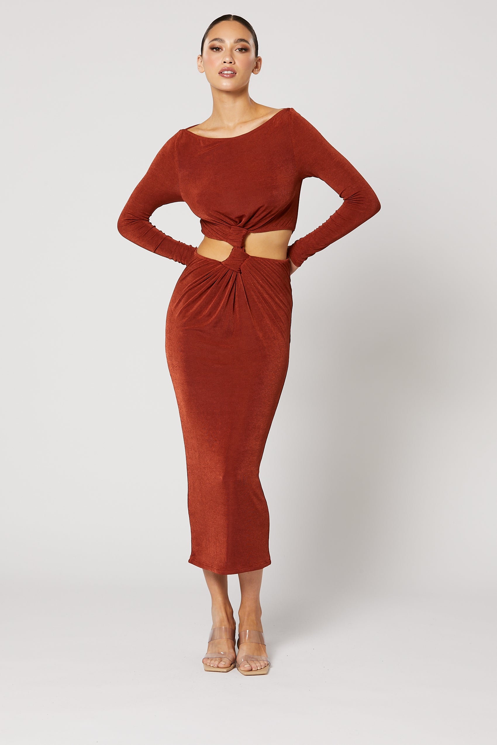 XENIA KNOT DRESS COPPER