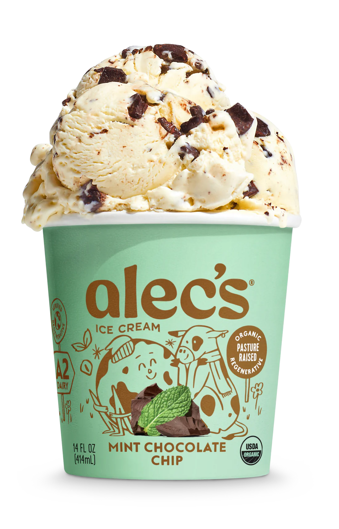 Alec's Ice Cream Mint Chocolate Chip Organic A2 milk 14oz
