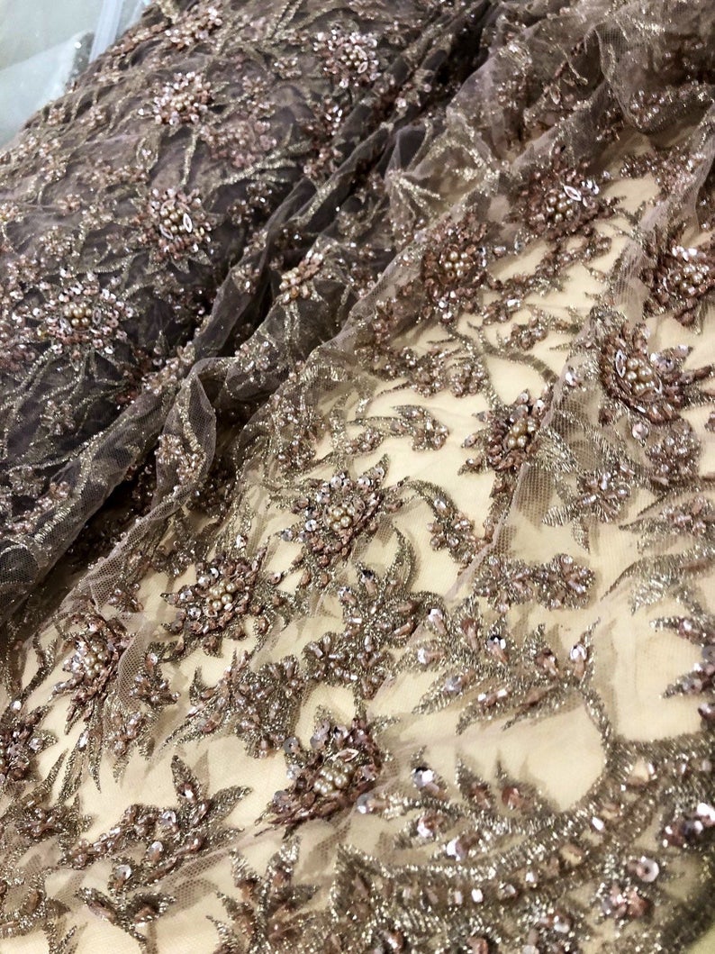 gold beaded fabric