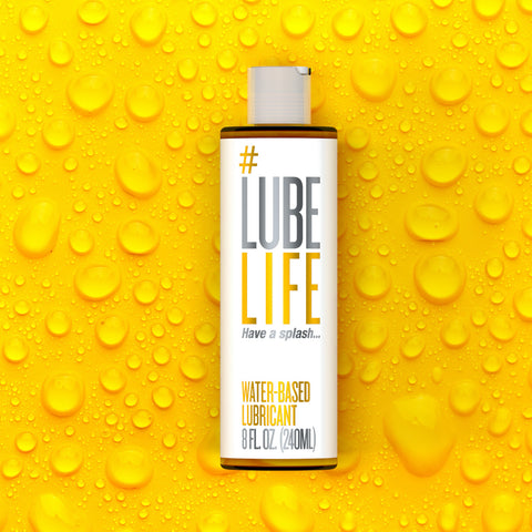 #LubeLife Water Based Lube With We orange background 