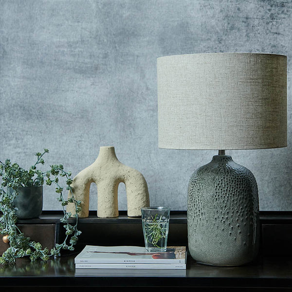 Oakley Textured Table Lamp with Linen Shade | Abigail Ahern