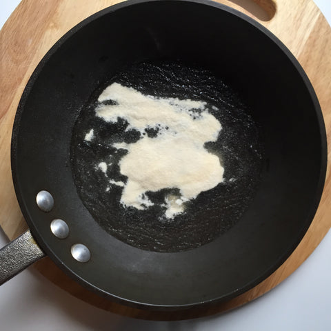 Sugar and gelatin mixture in a saucepan