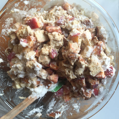 The bread pudding dish before cooking