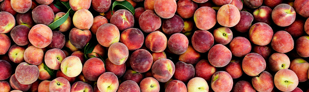 View looking down over a bunch of peaches