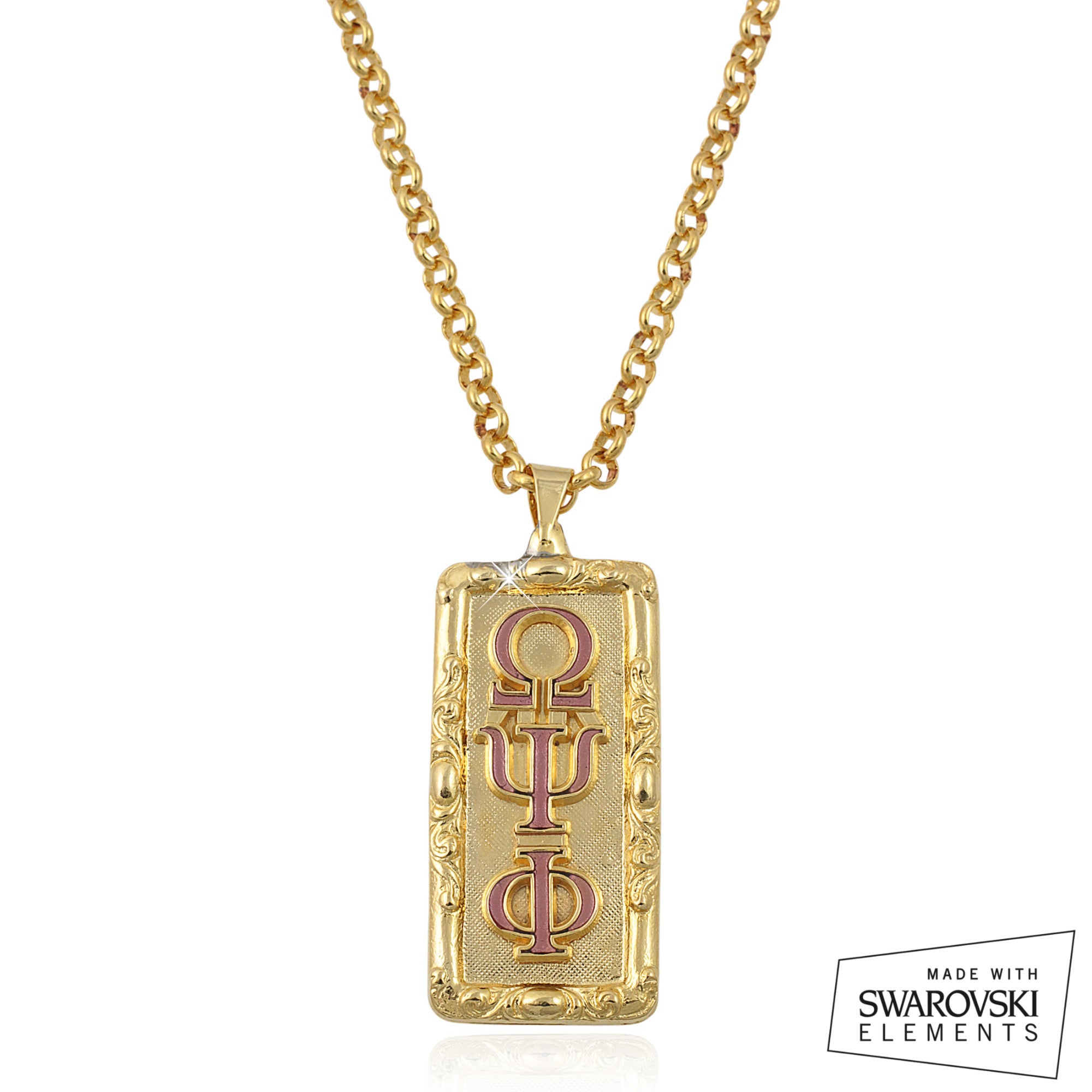 omega psi phi gold necklace