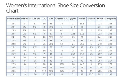 Miss Me Size Conversion Chart