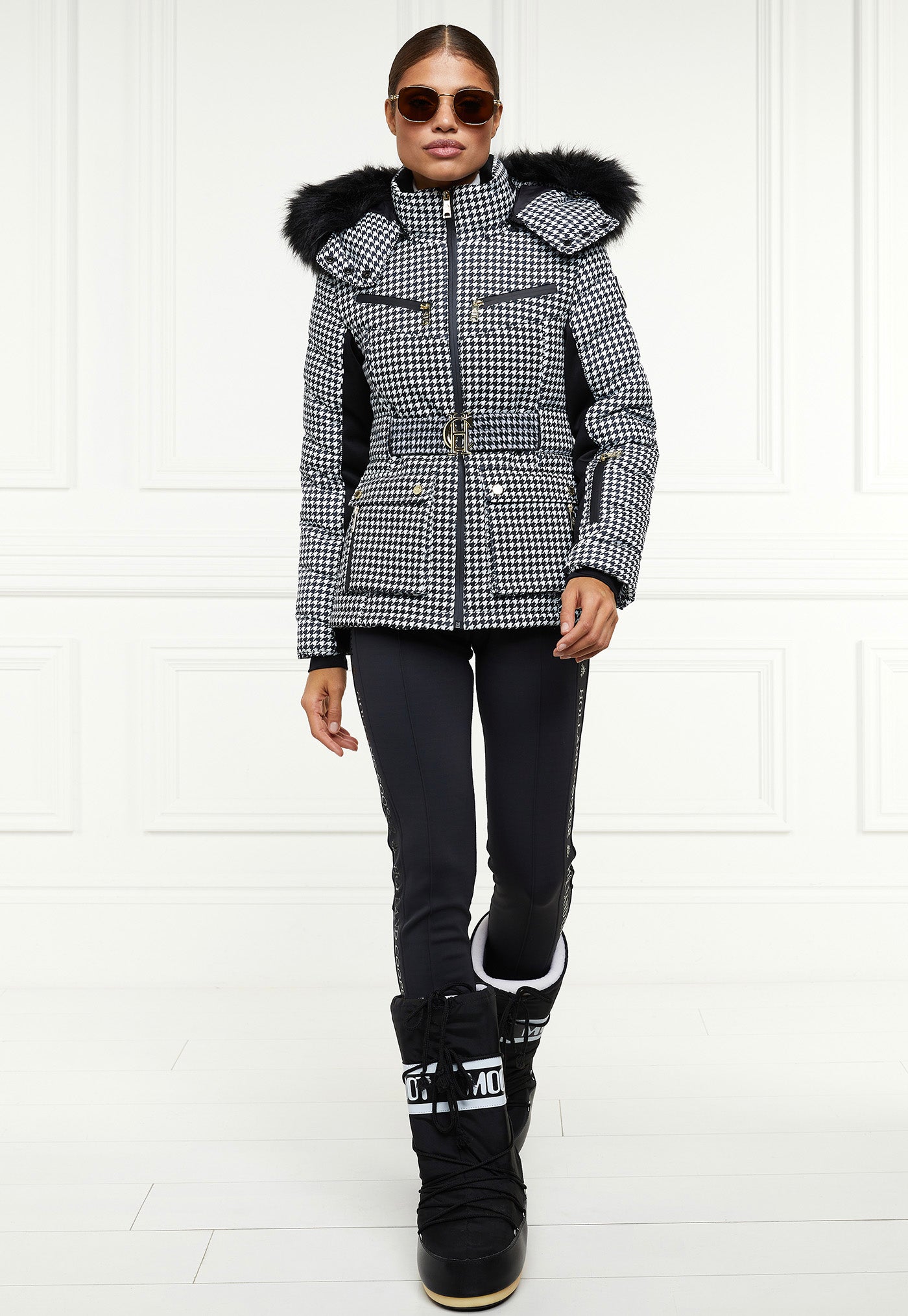 Cropped Bomber Ski Jacket – Houndstooth – My Sunday Ski