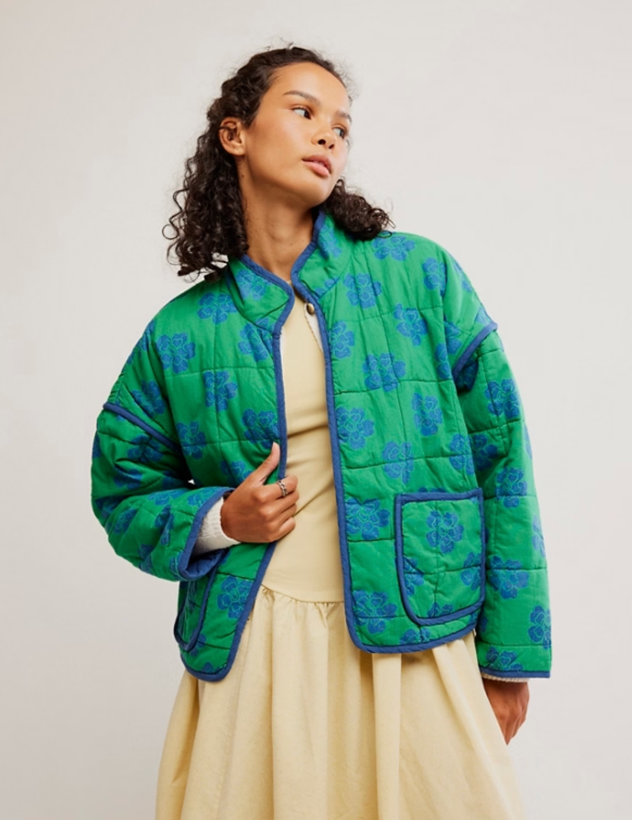 Free People Chloe Jacket - Grass Combo