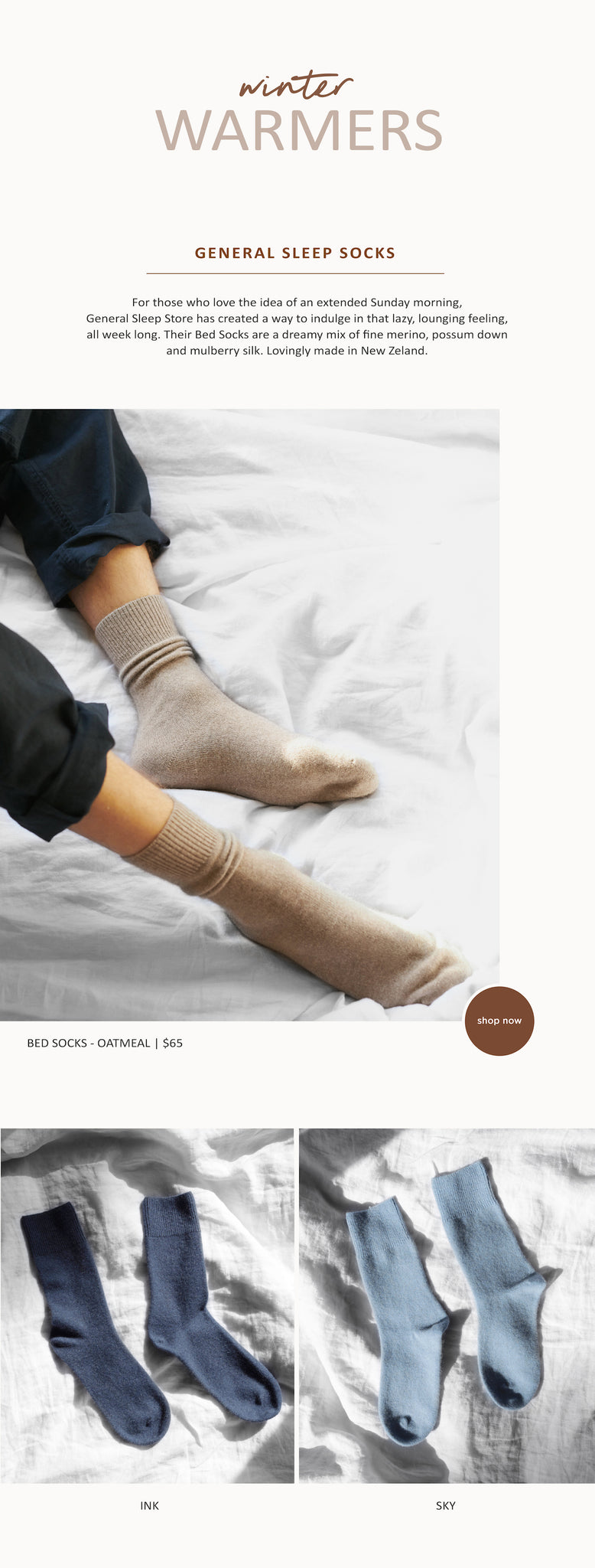 Winter Warmers – General Sleep – Bed Socks - Paper Plane Store – Mount Maunganui