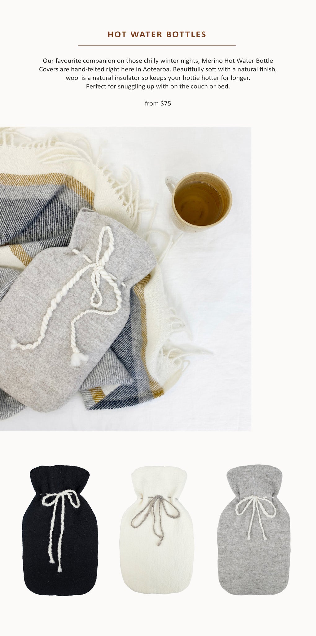 Winter Warmers – Merino Hot Water Bottle Cover - Paper Plane Store – Mount Maunganui
