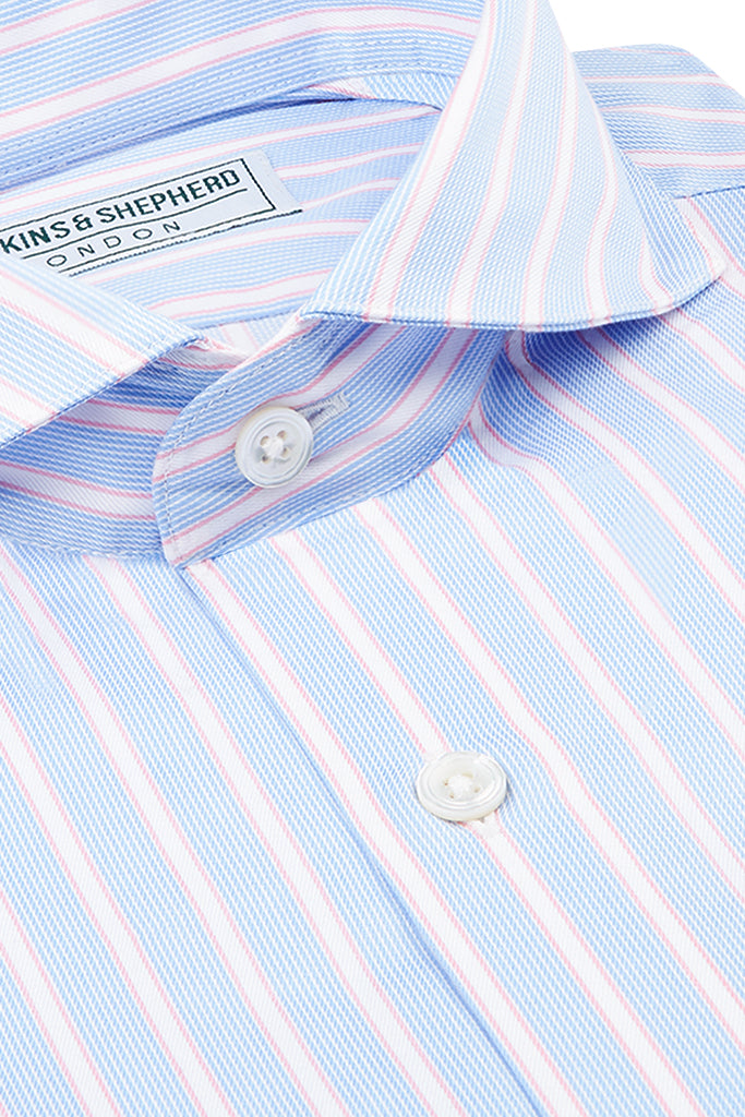 Men's Blue and Pink Stripe Formal Extreme Cutaway Shirt | Hawkins ...