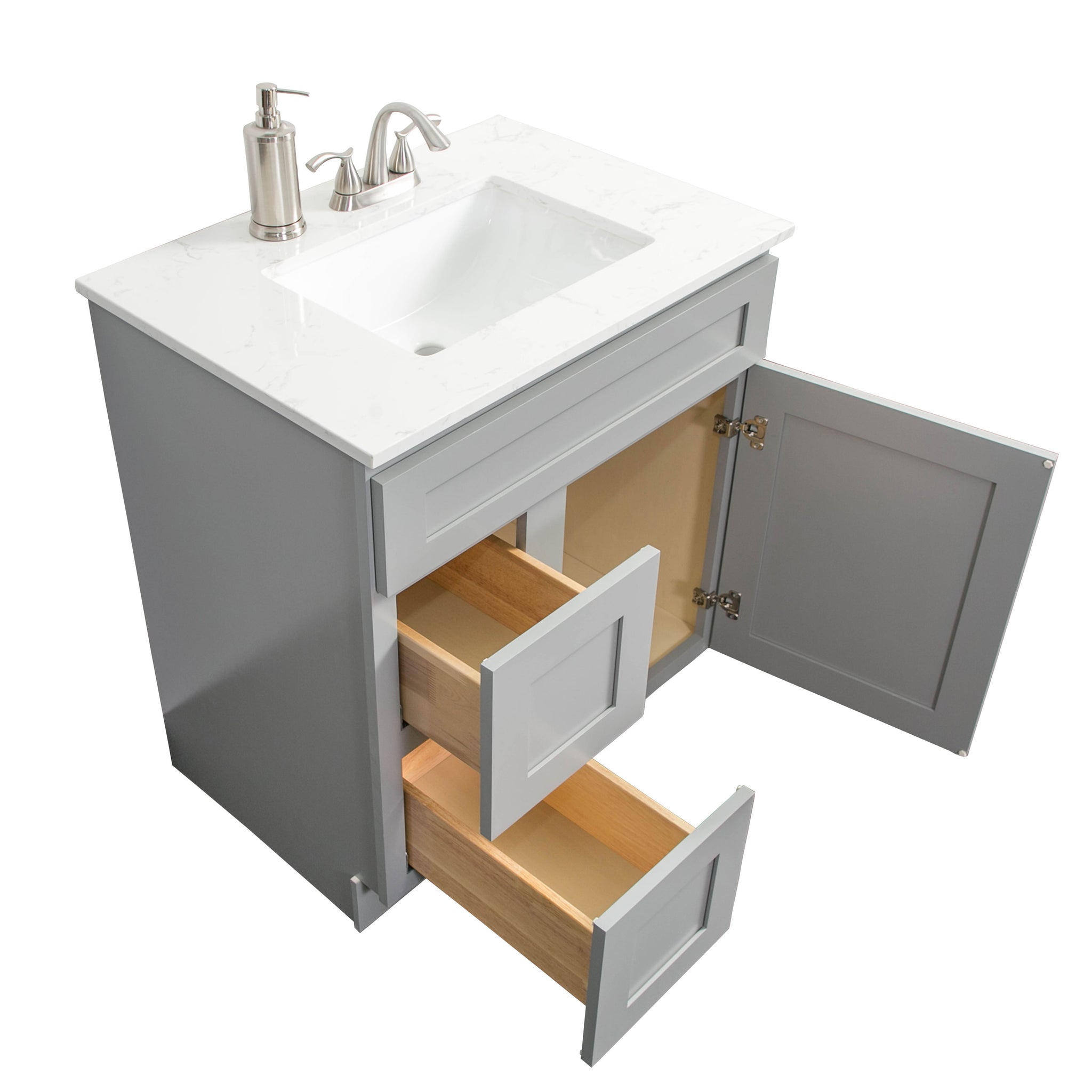 V3021dl 30 Vanity With 2 Left Drawer White Shaker United Cabinetry