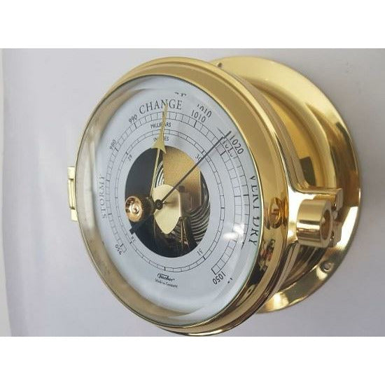 Nautical brass barometer