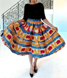 1006 Women Mid Length Printed Skirt- Peach Cheeta