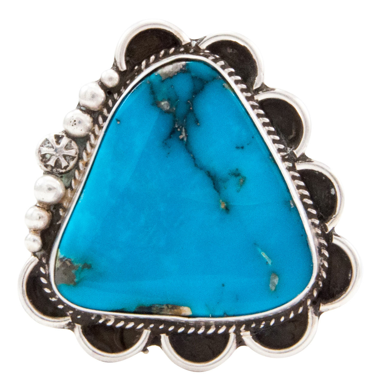 Navajo Native American Blue Gem Turquoise Ring Size 8 1/4 Guerro