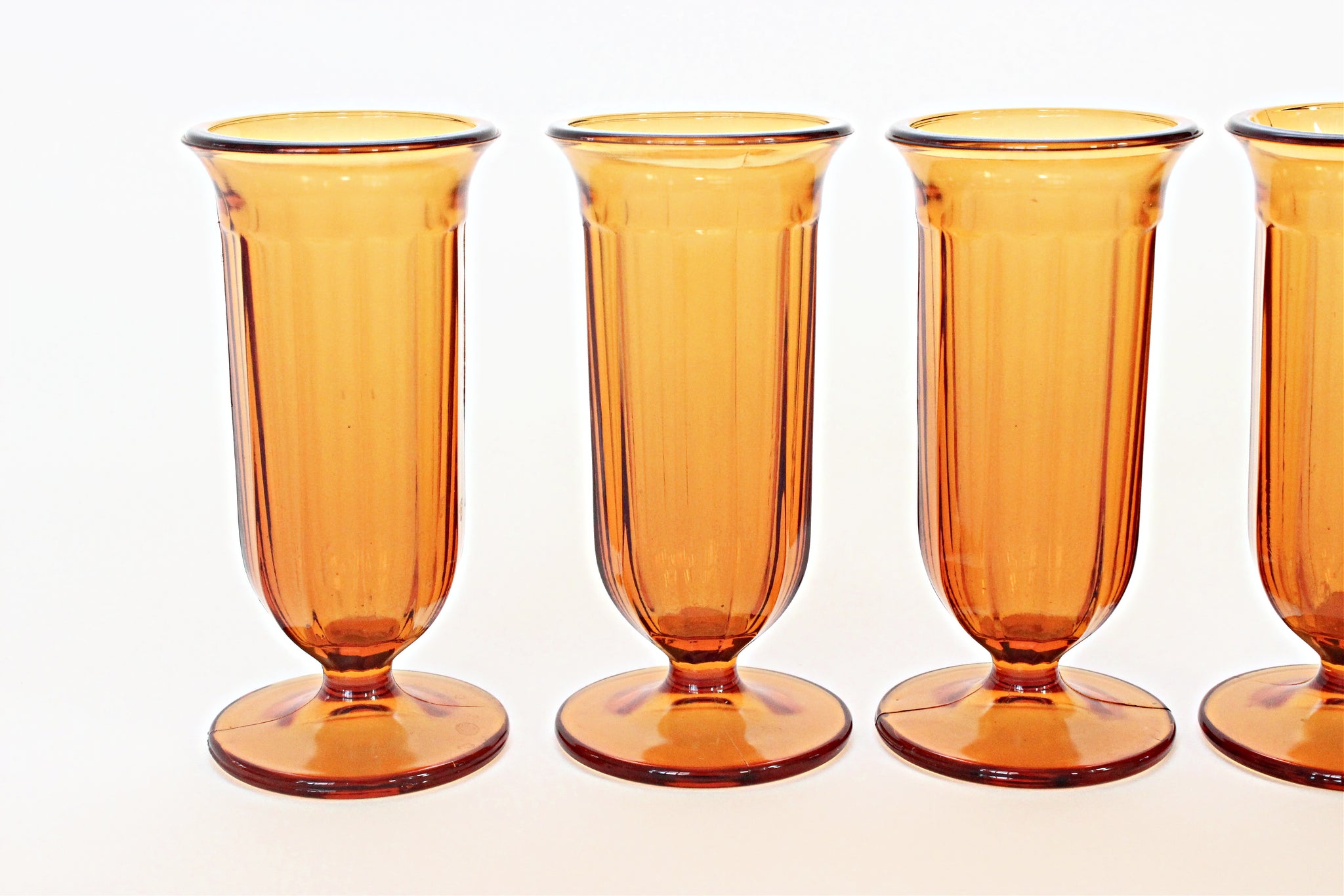 Set of 4 Amber Vintage Drinking Glassware- 12Oz Amber Butterfly& Flower  Glass Drinking Cups, Heavywe…See more Set of 4 Amber Vintage Drinking