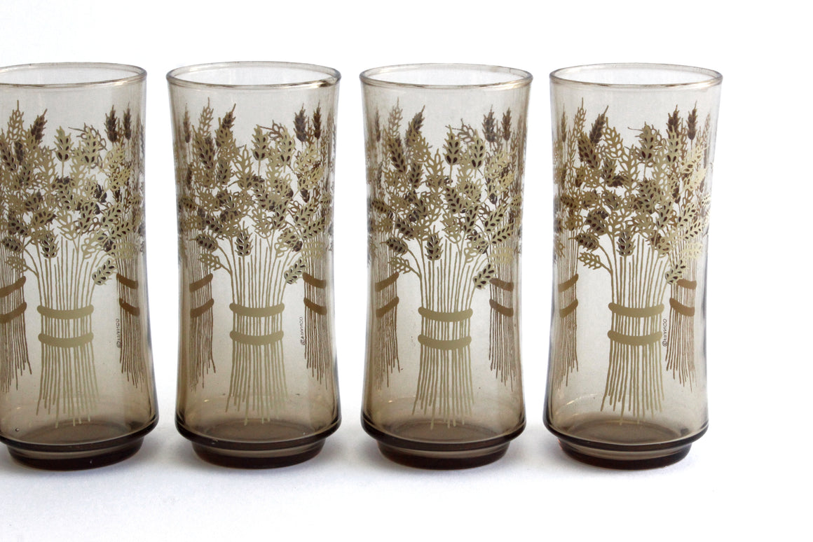 Vintage Yellow Water Goblets, Set of 8 Drinking Glasses - Mendez Manor