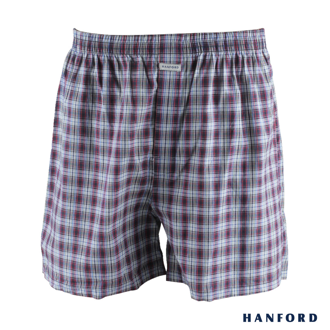 Hanford Men 100% Cotton Woven Boxer Shorts - Checkered SETH (1PC/Singl ...
