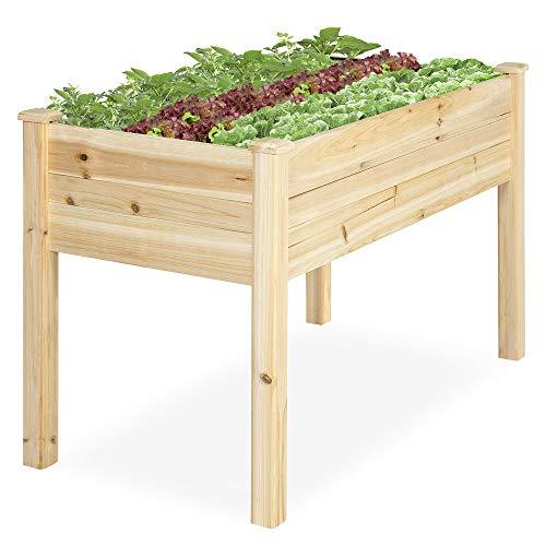 Best Choice Products Raised Garden Bed 48x24x30 Inch Elevated Wood Pla Leaf D Box