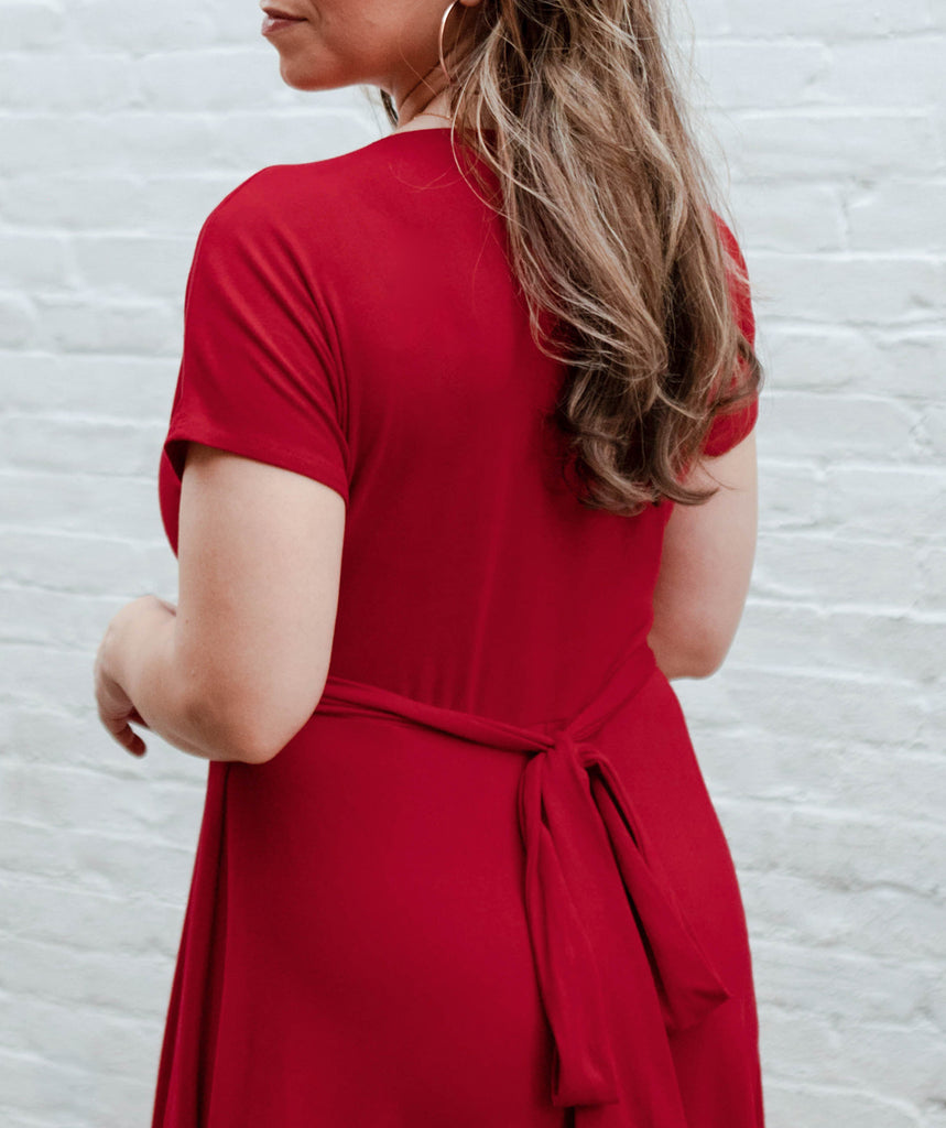 cranberry wrap dress