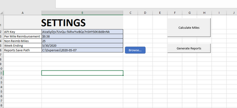 Excel Travel Reimbursement Calculator with Driving Time