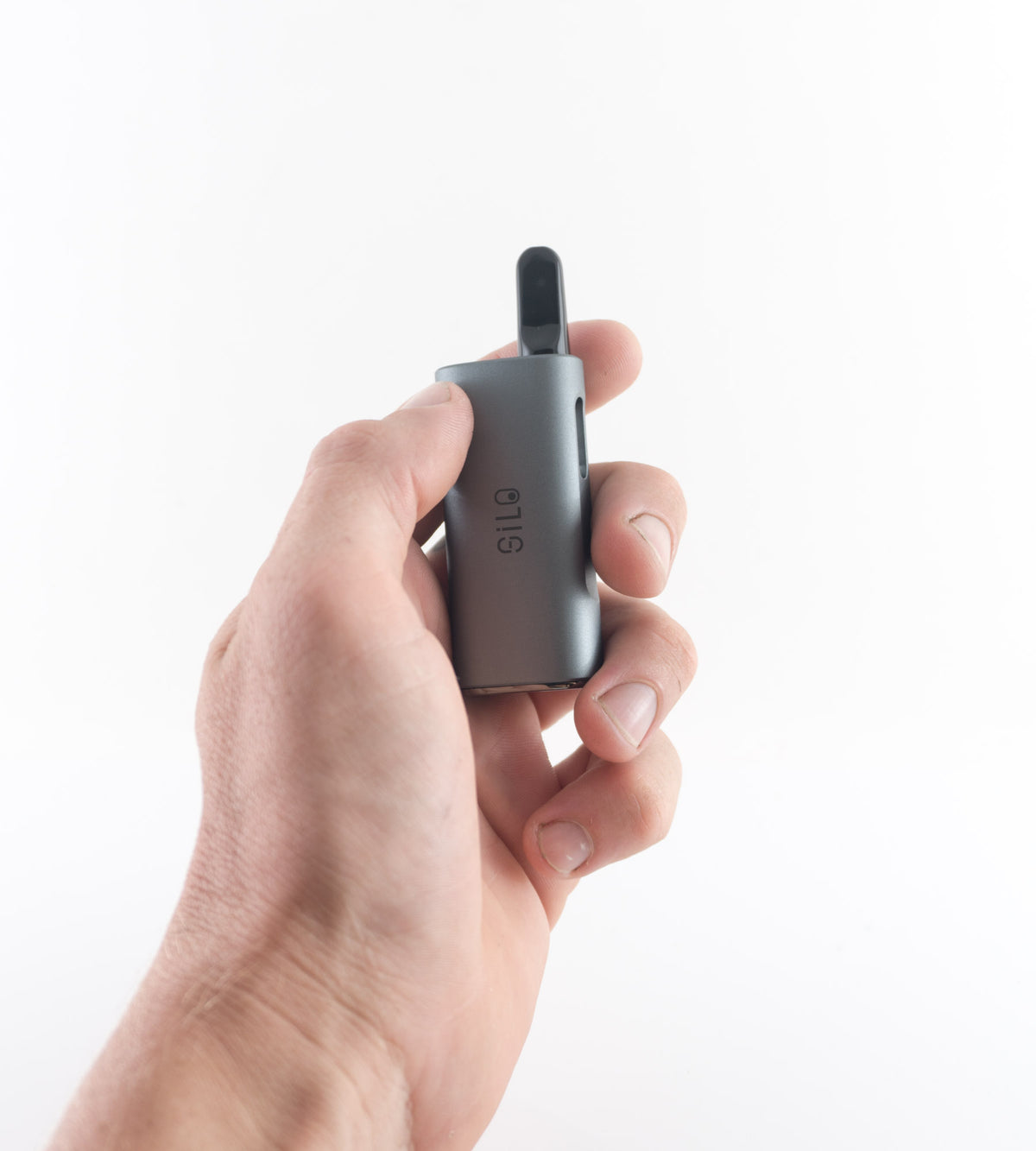 CCELL Silo 510 vape battery held in hand.