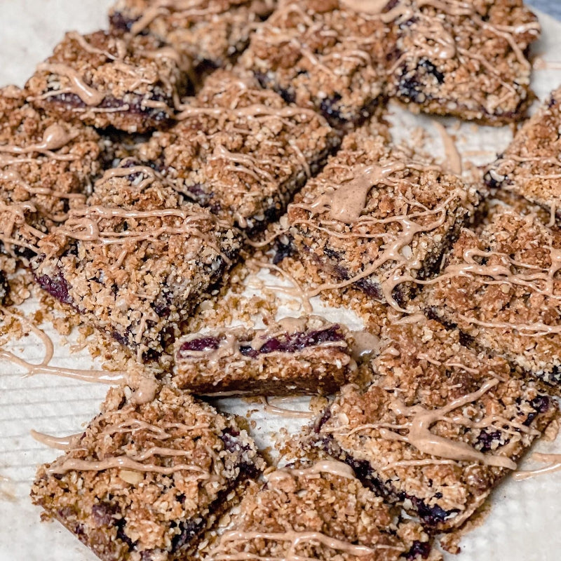 AlmondButter+Raspberry Crumble Bars