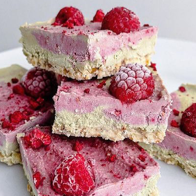 Raspberry Matcha Cheesecake Bars