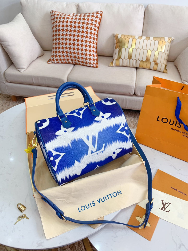 Louis Vuitton Blue Monogram Giant Canvas Escale Speedy Bandouliere 30 Bag