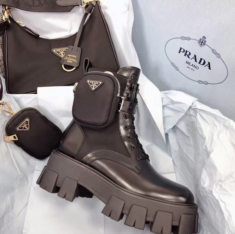 Prada Brushed Rois Leather and Nylon Monolith Boots – Technapology