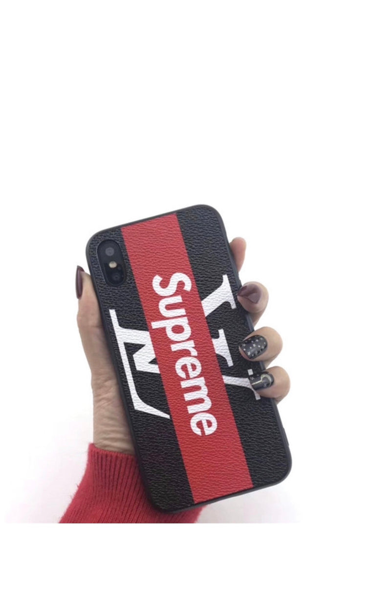 Classic Red Louis Vuitton Monogram x Supreme Logo iPhone XR Case