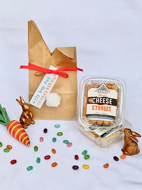 easter gift ideas snack size cheese straws spritz cookies iwth easter bag and chocolate bunnies