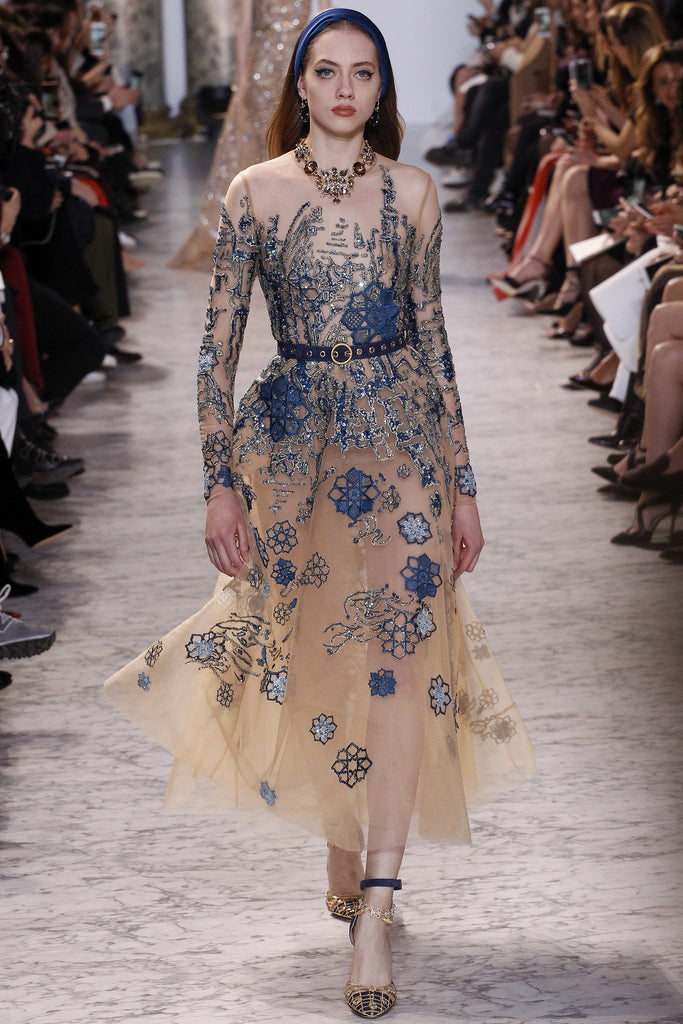 2) Elie Saab - Simple satin silk bands and delicate gold halos finished ...