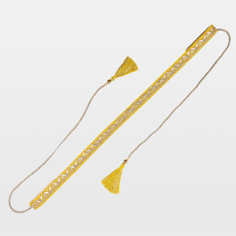 Haldi Yellow Sequined Lace Belt