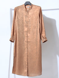 Crepe Metallic Shirtdress - Champagne