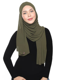 Lux Turban Chiffon Shawl - Moss Green