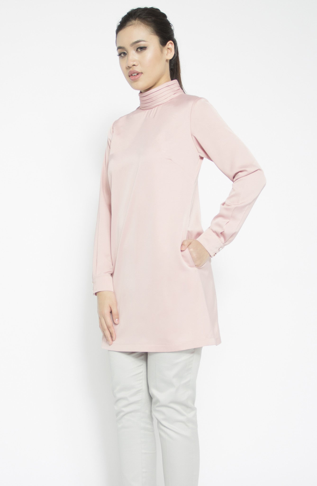 satin turtleneck dress