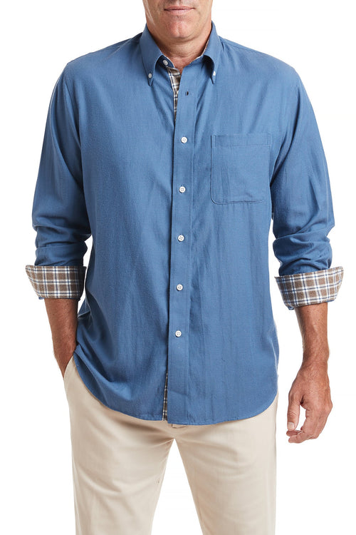 Chase Shirt Mariner Blue Flannel with Stable Tattersall Tan Trim MENS ...