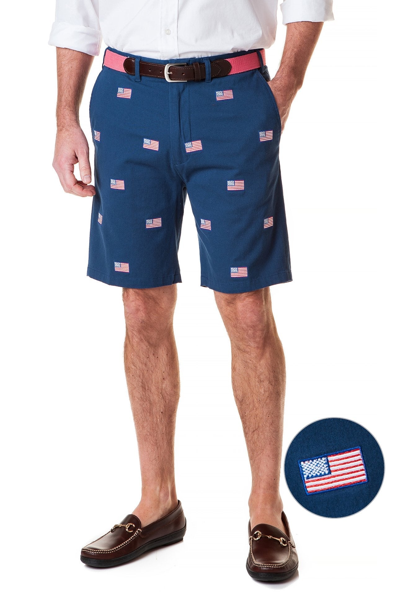 Cisco Short Stretch Twill Nantucket Navy With American Flag
