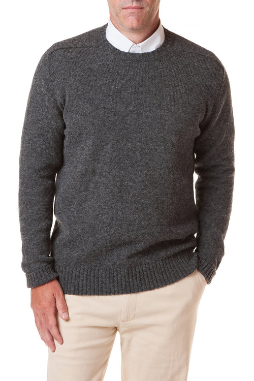 Shetland Crew Neck Sweater Charcoal - MENS OUTERWEAR - Castaway ...