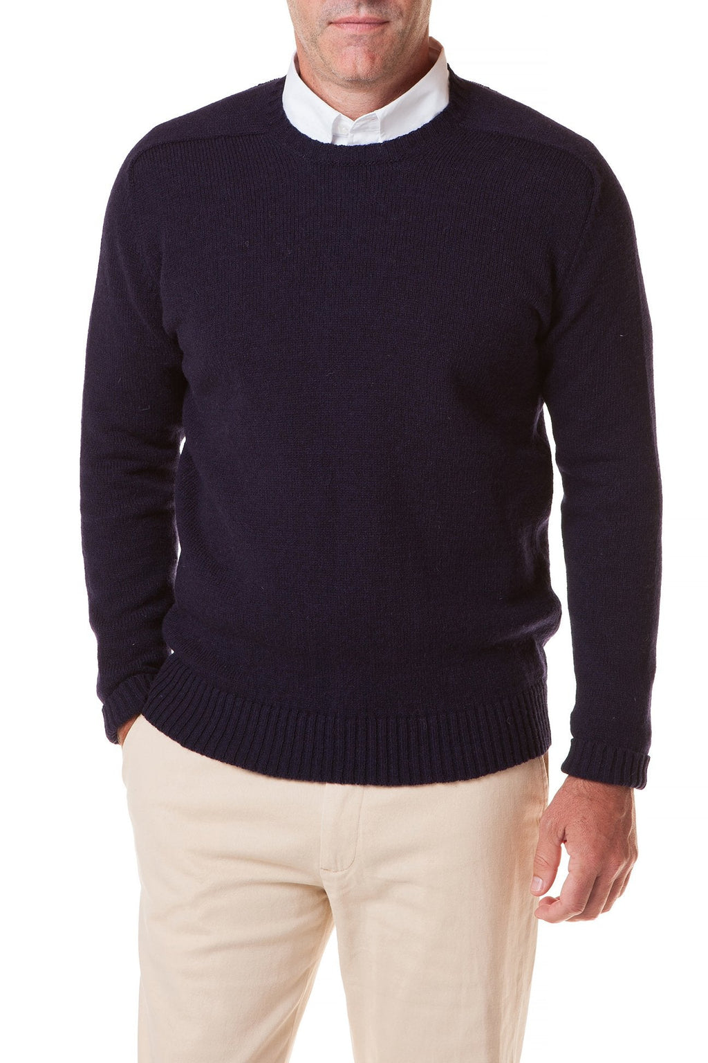 Shetland Crew Neck Sweater Dark Navy - MENS OUTERWEAR - Castaway ...