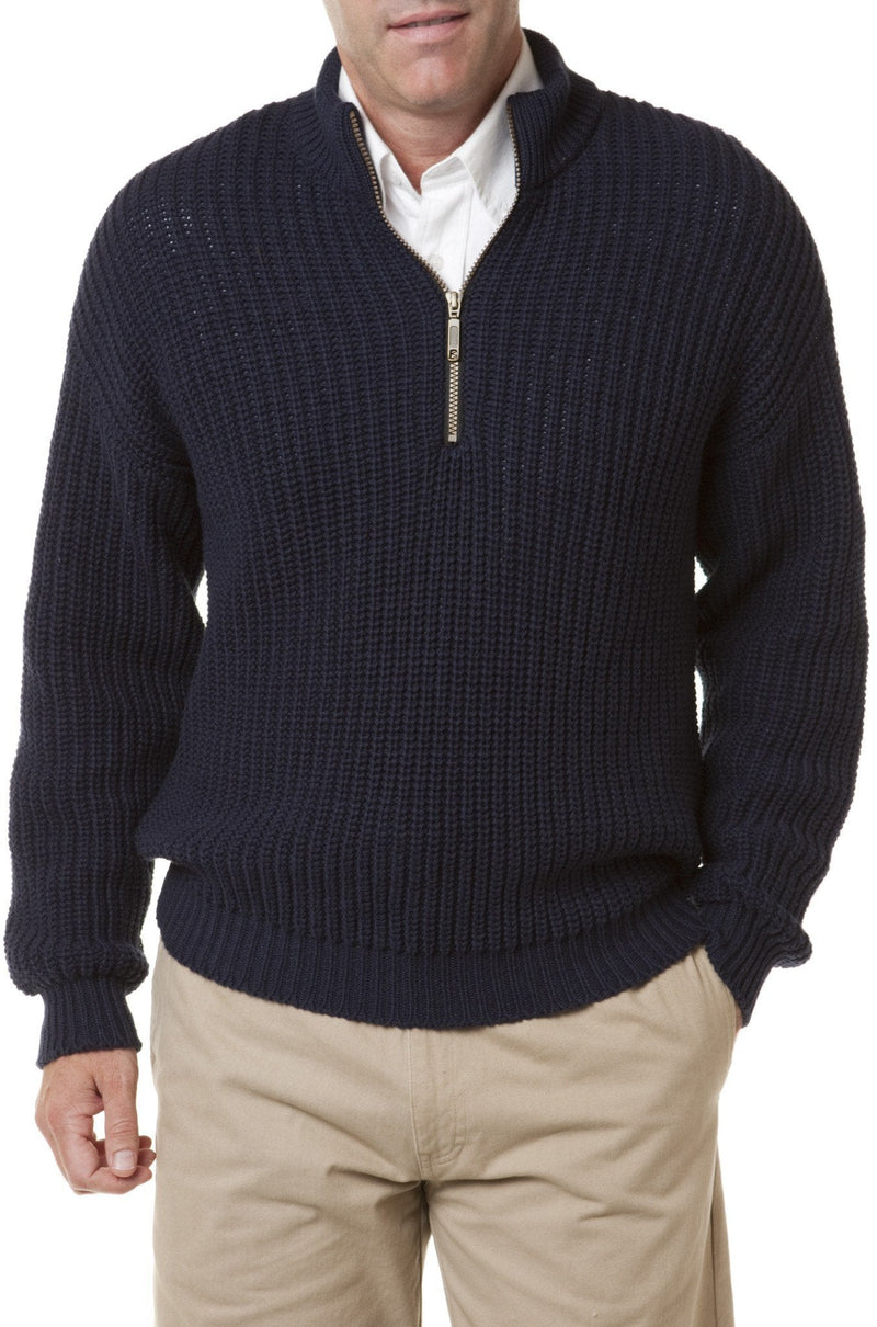 Shaker Knit Quarter Zip Sweater Nantucket Navy MENS OUTERWEAR