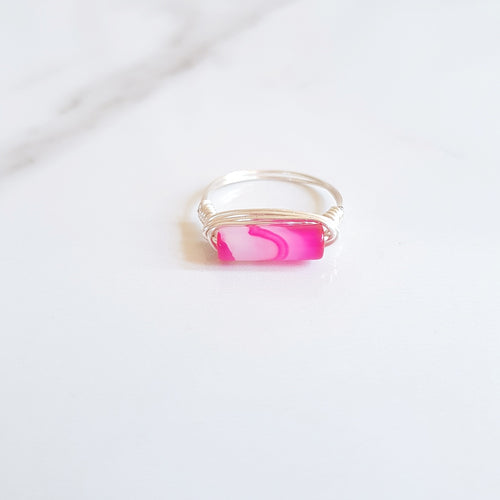 Rail Ring - Pink Agate