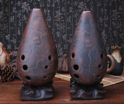 Professional Chinese Clay Flute Ancient Xun Instrument Mouthful Ocarina 10 Holes