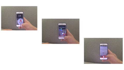 Screenshots of locked iPhone UI camera access flow - A demo by Nate DeWaele