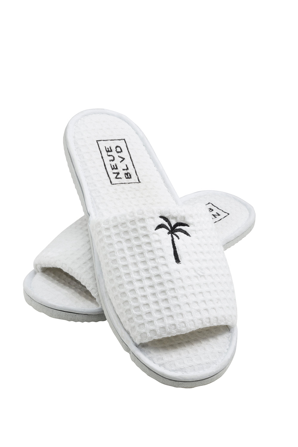 white waffle slippers