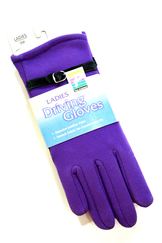 purple driving gloves